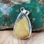 Yellow Banded Agate 1.5" 925 Sterling Silver Pendant (REXT51-253)