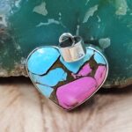 Cotton Candy Turquoise 1" 925 Sterling Silver Pendant (REXT51-198)