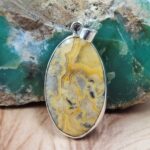 Yellow Banded Agate 1.75" 925 Sterling Silver Pendant (REXT51-254)