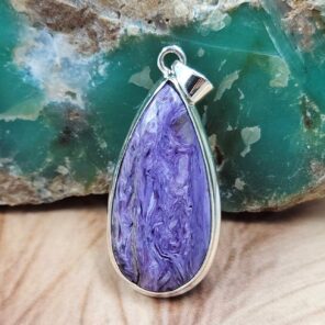Charoite 1.25" 925 Sterling Silver Pendant (REXT51-295)