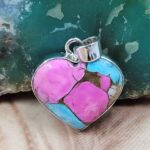 Cotton Candy Turquoise 1" 925 Sterling Silver Pendant (REXT51-200)