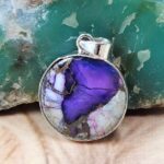 Purple Dahlia Turquoise 1" 925 Sterling Silver Pendant (REXT51-286)