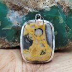 Yellow Banded Agate 1.75" 925 Sterling Silver Pendant (REXT51-255)