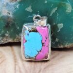 Cotton Candy Turquoise 1" 925 Sterling Silver Pendant (REXT51-203)