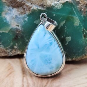 Larimar 1.5" 925 Sterling Silver Pendant (REXT51-216)