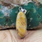 Yellow Banded Agate 1.75" 925 Sterling Silver Pendant (REXT51-257)
