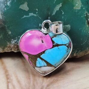 Cotton Candy Turquoise 1" 925 Sterling Silver Pendant (REXT51-202)