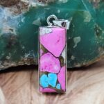 Cotton Candy Turquoise 1.5" 925 Sterling Silver Pendant (REXT51-204)