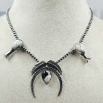 White Buffalo Turquoise Navajo Bead Squash Blossom Necklace (REXT3-186)