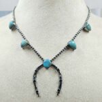 Kingman Turquoise Navajo Bead Squash Blossom Necklace (REXT3-179)