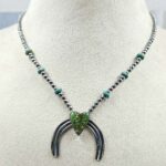 Kingman & Sonoran Gold Turquoise Navajo Bead Squash Blossom Necklace (REXT3-183)
