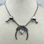 White Buffalo Turquoise Navajo Bead Squash Blossom Necklace (REXT3-185)