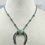 Kingman & Sonoran Gold Turquoise Navajo Bead Squash Blossom Necklace (REXT3-184)