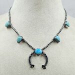 Kingman Turquoise Navajo Bead Squash Blossom Necklace (REXT3-178)