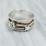Three Tone Spinner Meditation 925 Sterling Silver Ring (REXT73-342)
