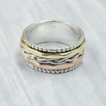 Three Tone Spinner Meditation 925 Sterling Silver Ring (REXT73-337)