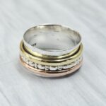 Three Tone Spinner Meditation 925 Sterling Silver Ring (REXT73-341)