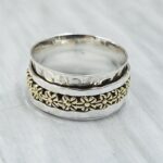 Two Tone Spinner Meditation 925 Sterling Silver  Ring (REXT73-336)