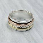 Three Tone Spinner Meditation 925 Sterling Silver Ring (REXT73-340)