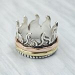 Three Tone Spinner Meditation 925 Sterling Silver Ring (REXT73-343)