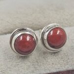 Italian Coral 925 Sterling Silver Earrings (RS4-233)