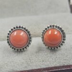 Italian Coral 925 Sterling Silver Earrings (RS4-234)