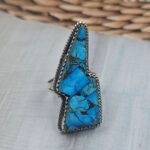 Blue copper turquoise 925 Sterling Silver Ring (RS11-306)