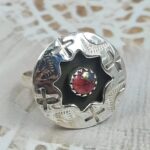 Pink Dahlia Turquoise 925 Sterling Silver Shadow Box Rings (RS49-163)