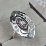 Pink Dahlia Turquoise 925 Sterling Silver Shadow Box Ring (RS47-105)