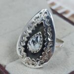 White Buffalo Turquoise 925 Sterling Silver Shadow Box Rings (RS49-177)