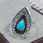 Kingman Turquoise 925 Sterling Silver Shadow Box Rings (RS49-178)