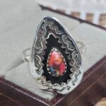 Pink Dahlia Turquoise 925 Sterling Silver Shadow Box Rings (RS49-179)