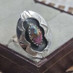 Pink Dahlia Turquoise 925 Sterling Silver Shadow Box Ring (RS47-119)