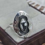 White Buffalo Turquoise 925 Sterling Silver Shadow Box Ring (RS47-120)