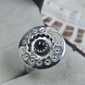 Black Onyx 925 Sterling Silver Shadow Box Ring (RS47-124)