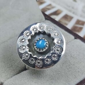 Kingman 925 Sterling Silver Shadow Box Ring (RS47-122)