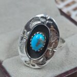 Kingman Turquoise 925 Sterling Silver Shadow Box Rings (RS49-170)