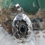 Black Onyx 1" 925 Sterling Silver Shadow Box Pendant (REXT41-21)