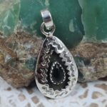 Black Onyx 1" 925 Sterling Silver Shadow Box Pendant (REXT41-20)