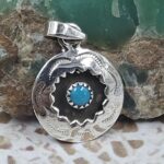 Kingman Turquoise 1" 925 Sterling Silver Shadow Box Pendant (REXT41-38)