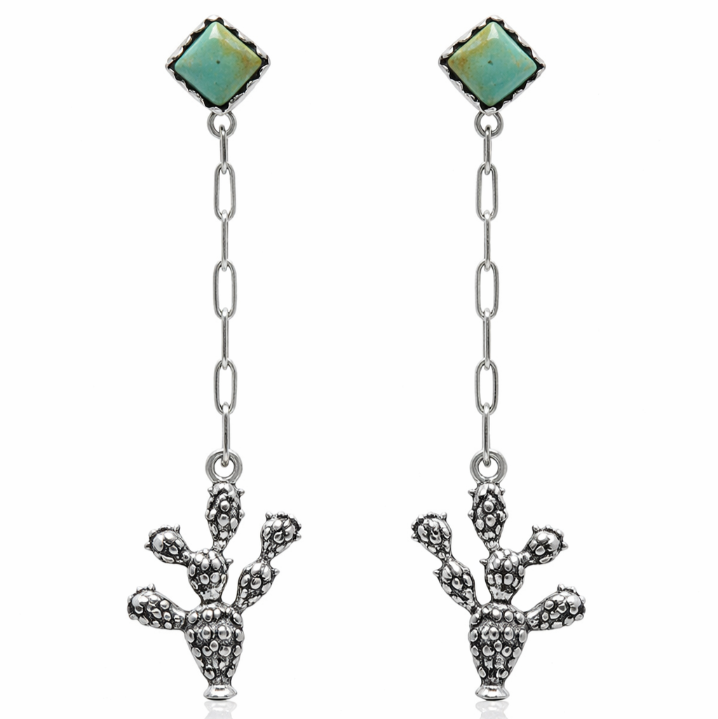 Turquoise Cactus Stud Earring