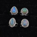 4 PCS Bulk Lot  Ethiopian Opal 925 Sterling Silver Rings (RS44-24)