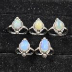 5 PCS Bulk Lot  Ethiopian Opal 925 Sterling Silver Rings (RS44-18)