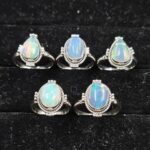5 PCS Bulk Lot  Ethiopian Opal 925 Sterling Silver Rings (RS44-28)