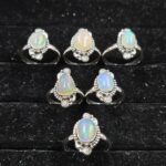 6 PCS Bulk Lot  Ethiopian Opal 925 Sterling Silver Rings (RS44-6)