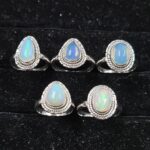 5 PCS Bulk Lot  Ethiopian Opal 925 Sterling Silver Rings (RS44-23)