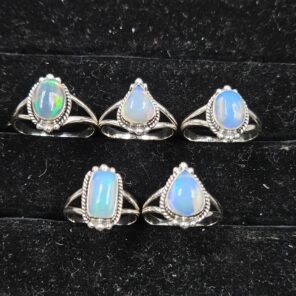 5 PCS Bulk Lot  Ethiopian Opal 925 Sterling Silver Rings (RS44-26)