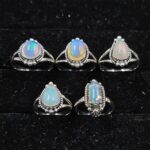 5 PCS Bulk Lot  Ethiopian Opal 925 Sterling Silver Rings (RS44-25)
