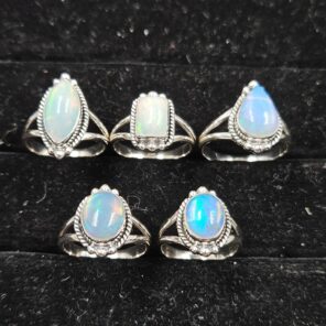 5 PCS Bulk Lot  Ethiopian Opal 925 Sterling Silver Rings (RS44-27)