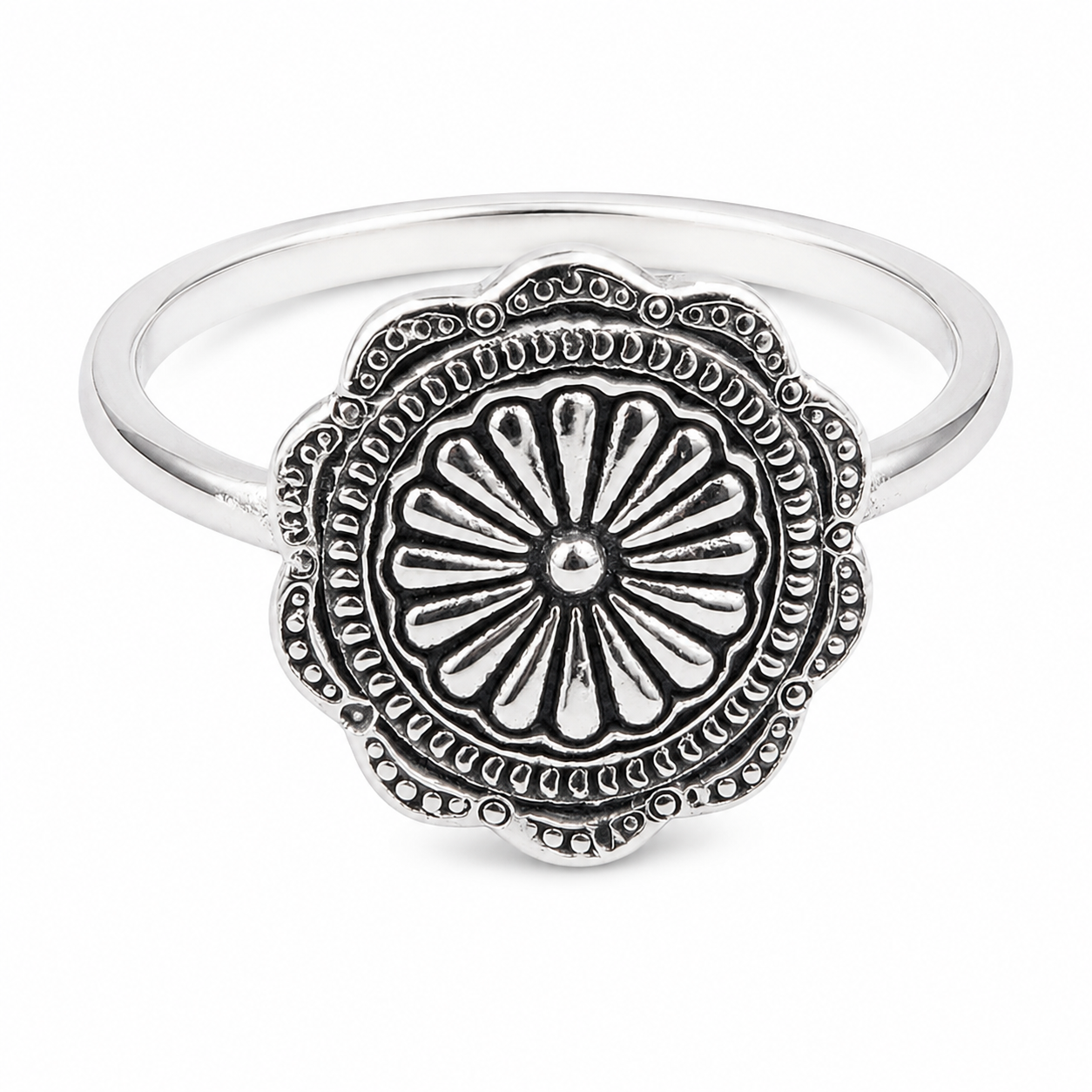 Plain 925 Sterling Silver Concho Ring (REXT154-66)